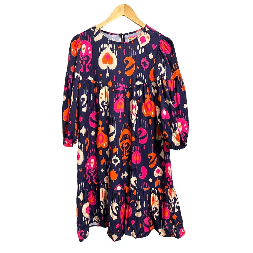 Vilagallo Kira dress in lombok babydoll mini navy print size 38 $198